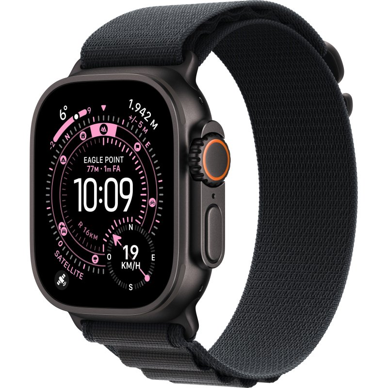 Apple Watch Ultra 3 OLED 49 mm Numérique 422 x 514 pixels Écran tactile 5G Noir Wifi GPS (satellite)