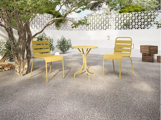 Table de jardin ronde D.60 cm en métal - Jaune moutarde - MIRMANDE de MYLIA
