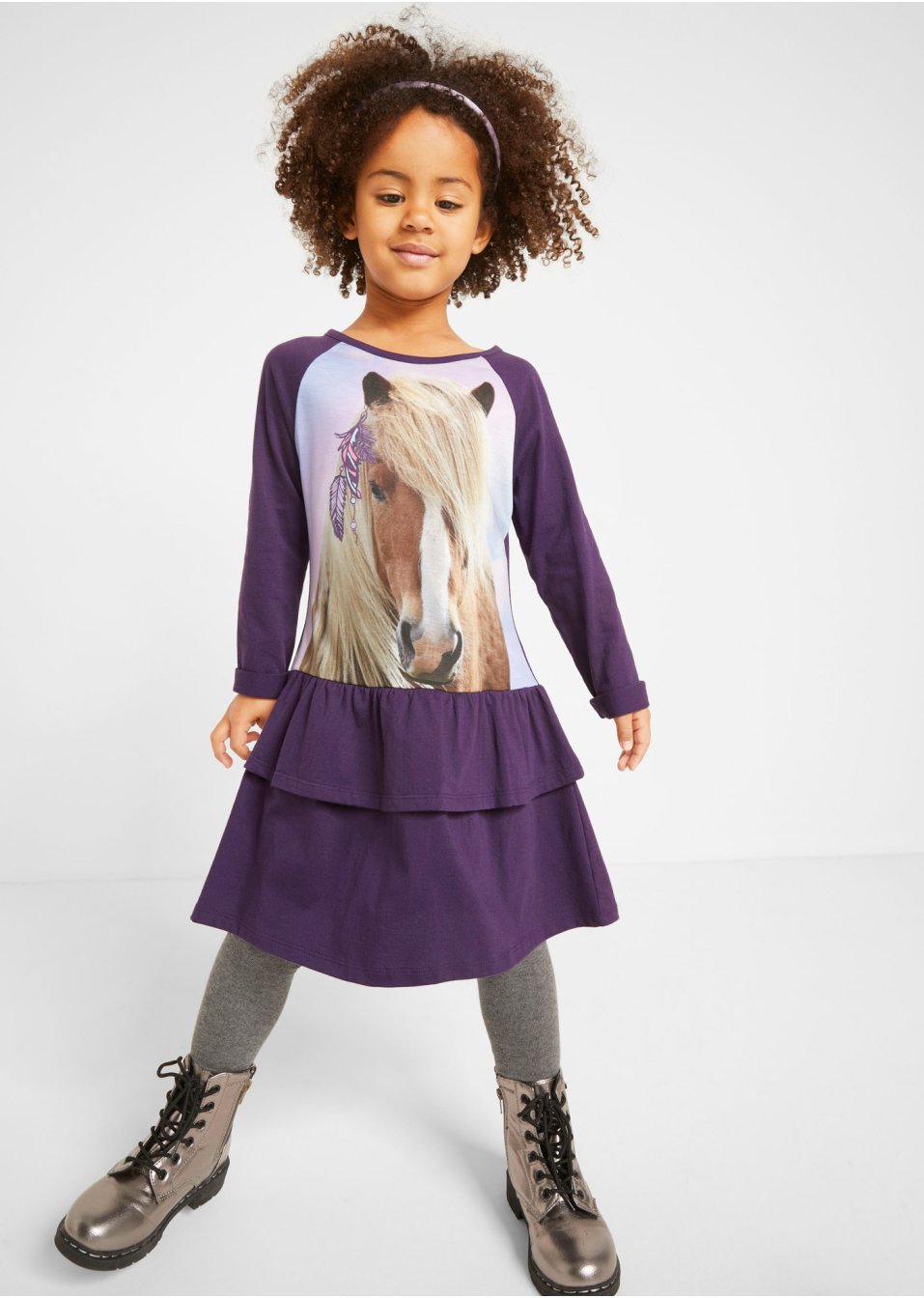 Robe en jersey fille avec coton et volants