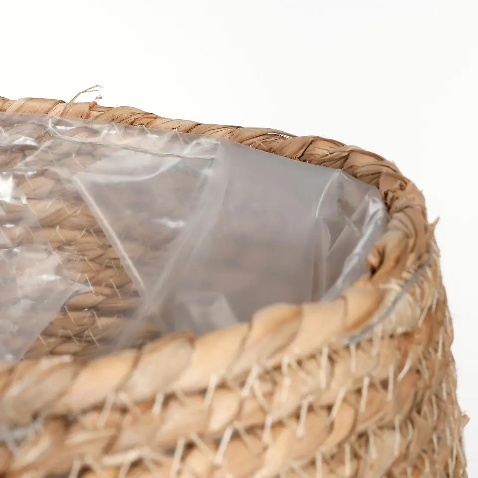 Mica Decorations Bloempot - rotan - naturel - jute - 24 x 26 cm
