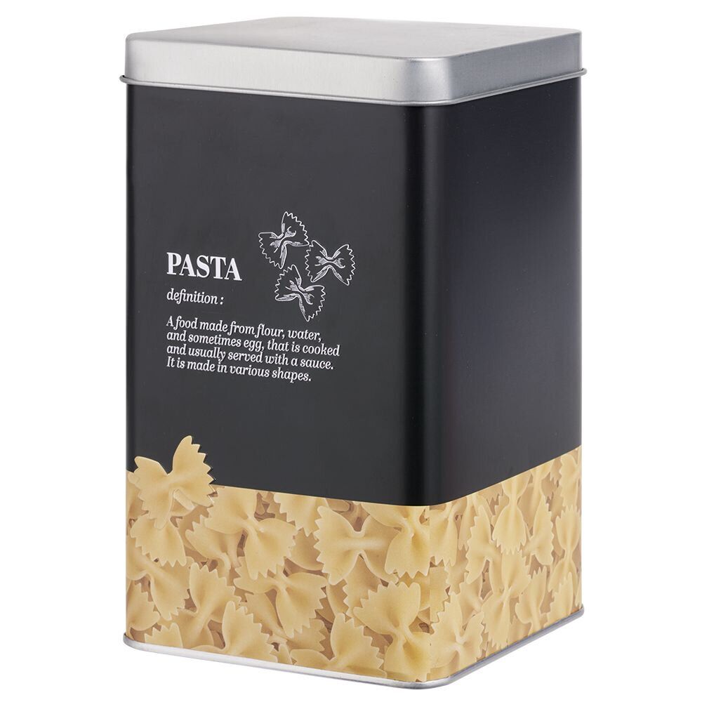 Boîte à pâtes en métal noir et gris design pasta - 10,7x10,7xH.17,5cm