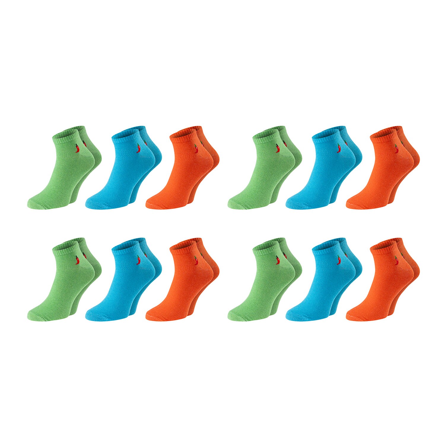 Chili Lifestyle Quarter Sneaker Socken 12 Paar Baumwolle Herren Damen
