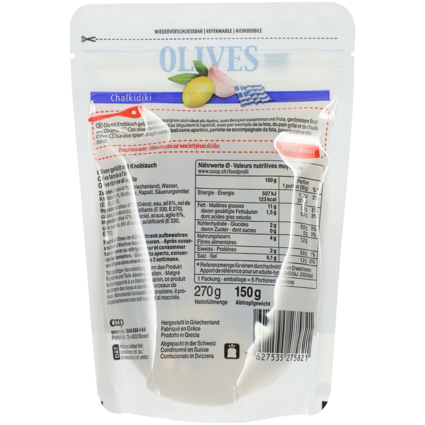 Oliven grün gefüllt Knoblauch