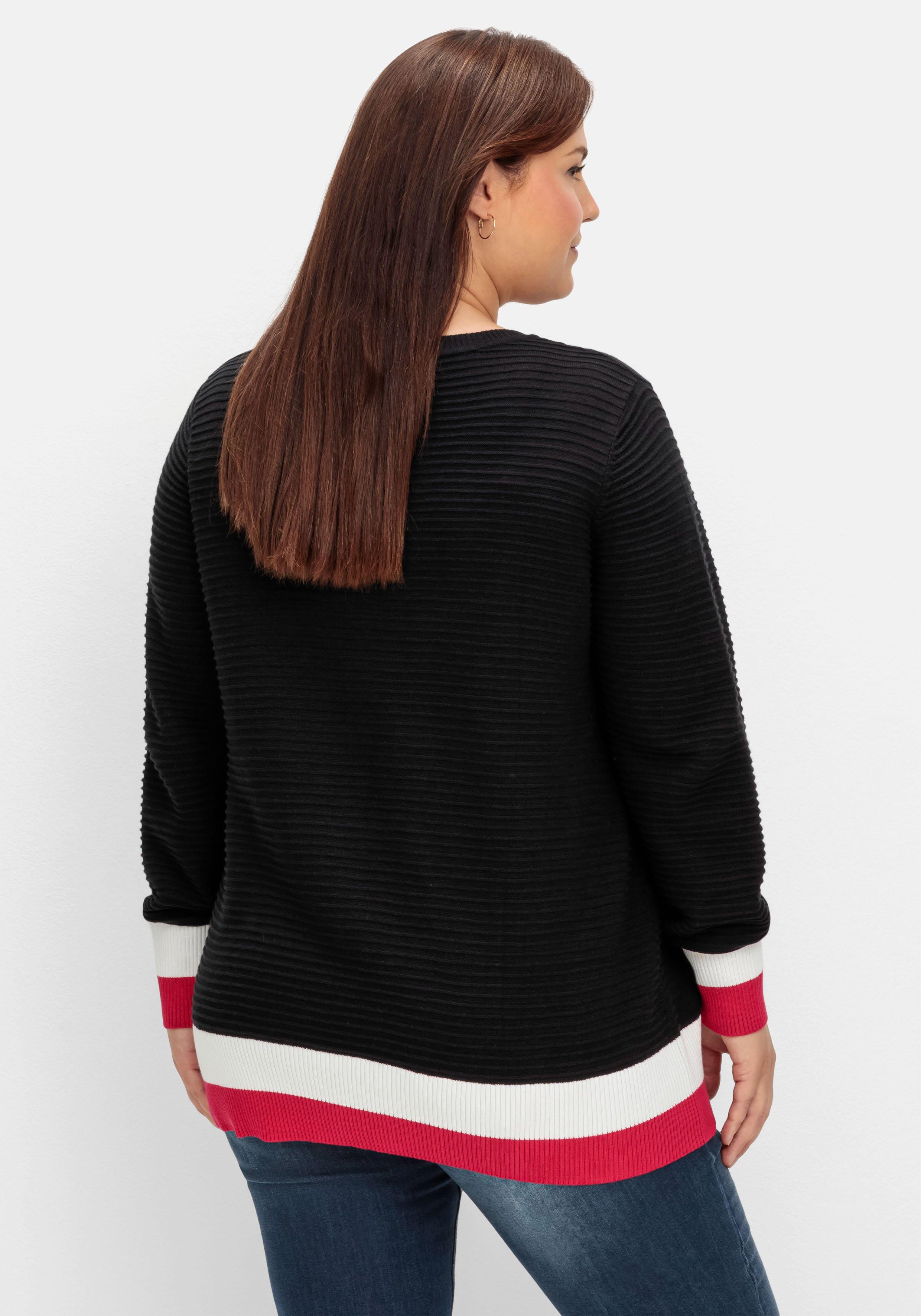 Pullover in Rippoptik, mit Ringelbündchen