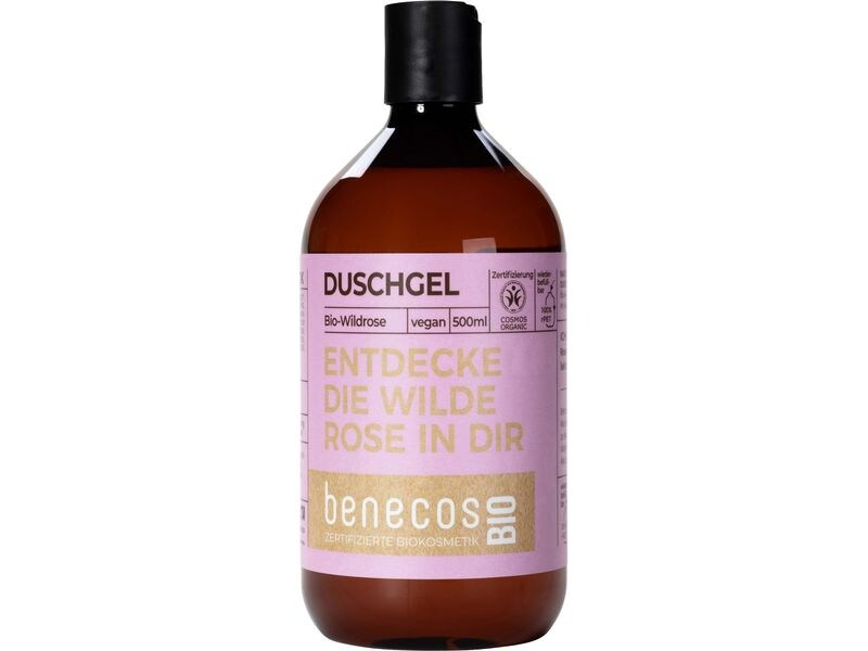 Benecos Duschgel BIO-Wildrose 500 ml Natürliche Pflegedusche harmonisierend, blumig und pflegend mit Bio-Wildrose