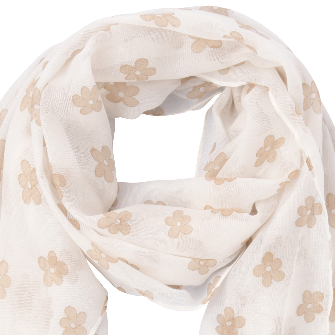 Gina Benotti Damen Tuch mit Blumen-Allover hellbeige