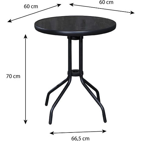 Brighton cafébord 60 cm rundt - sort
