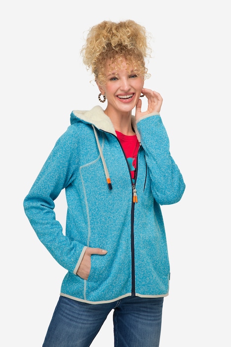 Hoodiejacke, Fleece, Teddy-Kapuze, Zipper, Langarm