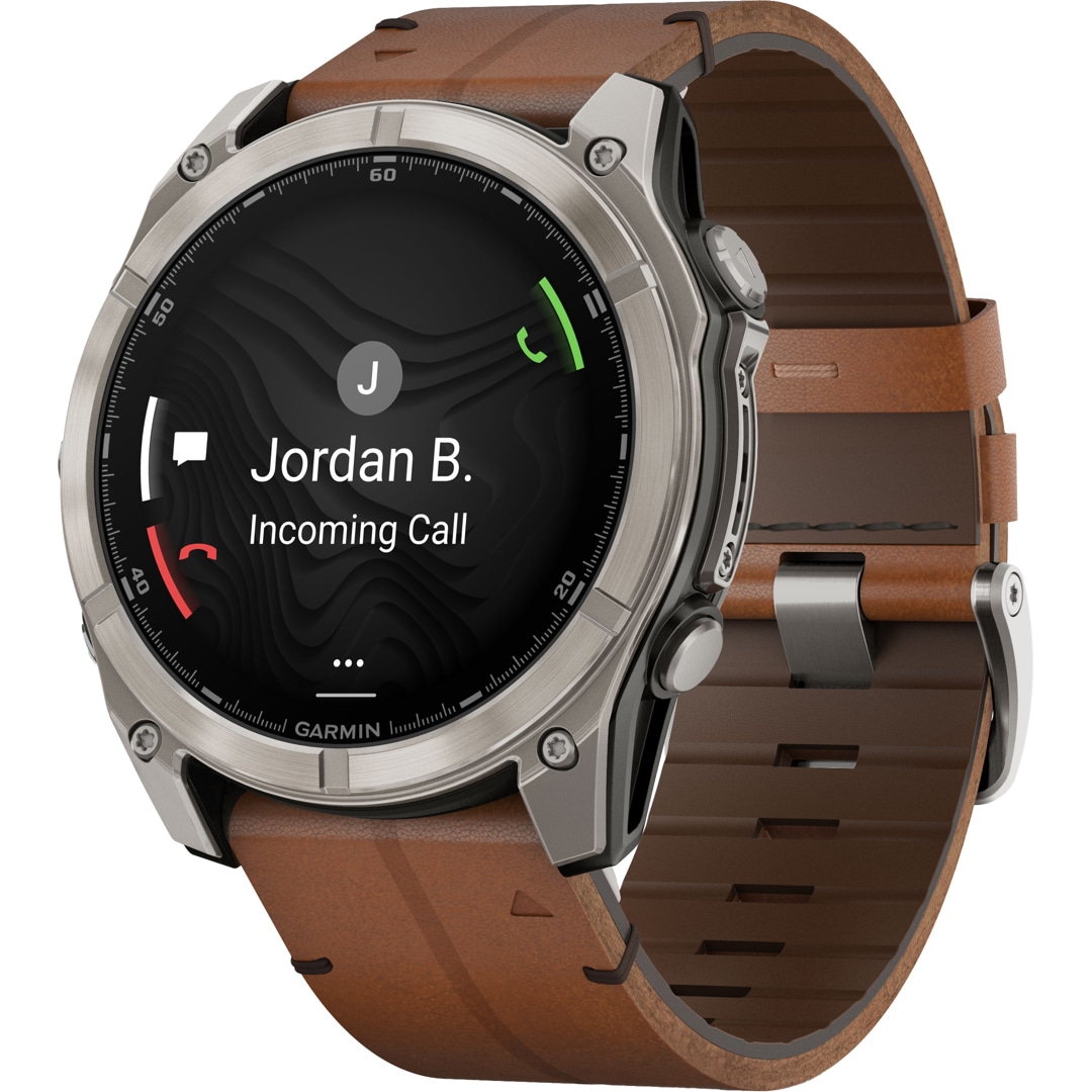 Garmin Fenix 8 - 51mm AMOLED Sapphire Graphit / Leder braun
