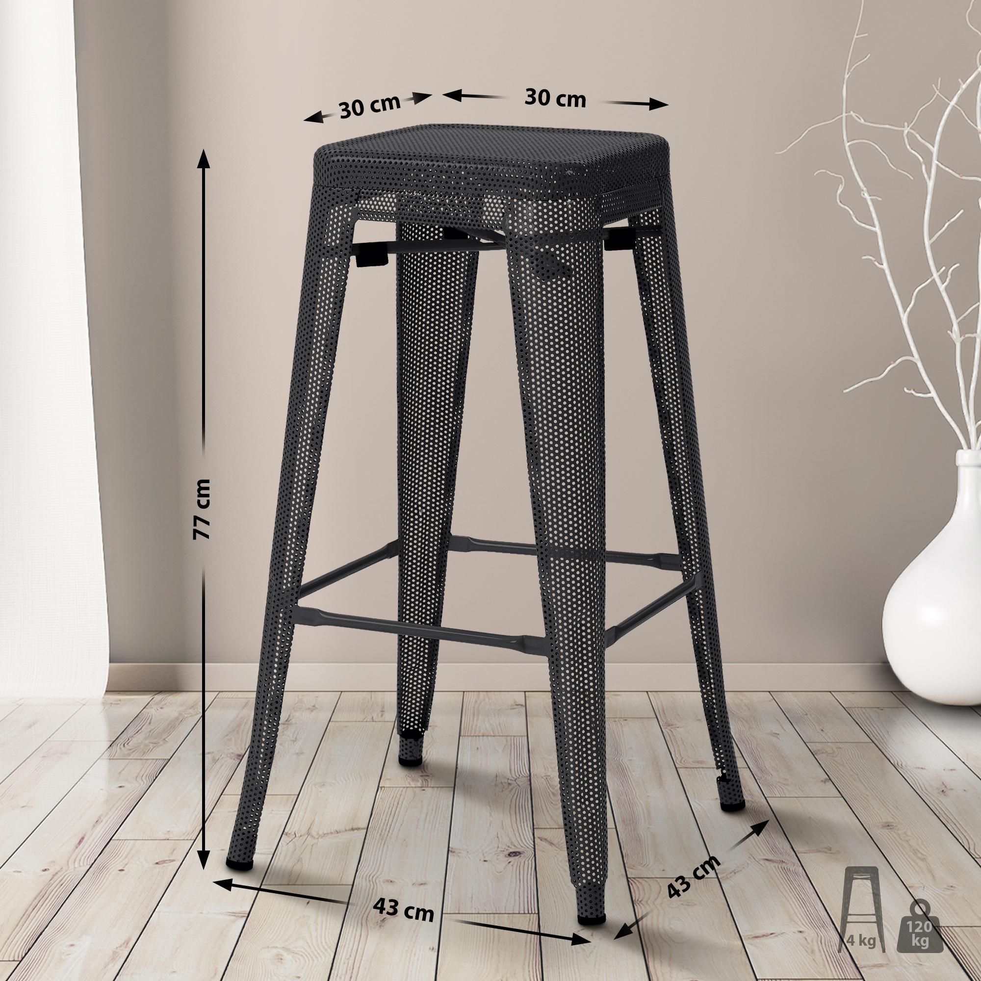 CLP Barhocker Fletcher I Tresenhocker, Stapelbar Mit Bodenschonern Und Fußstütze I Bistrohocker Mit 77 CM Sitzhöhe Aus Metall