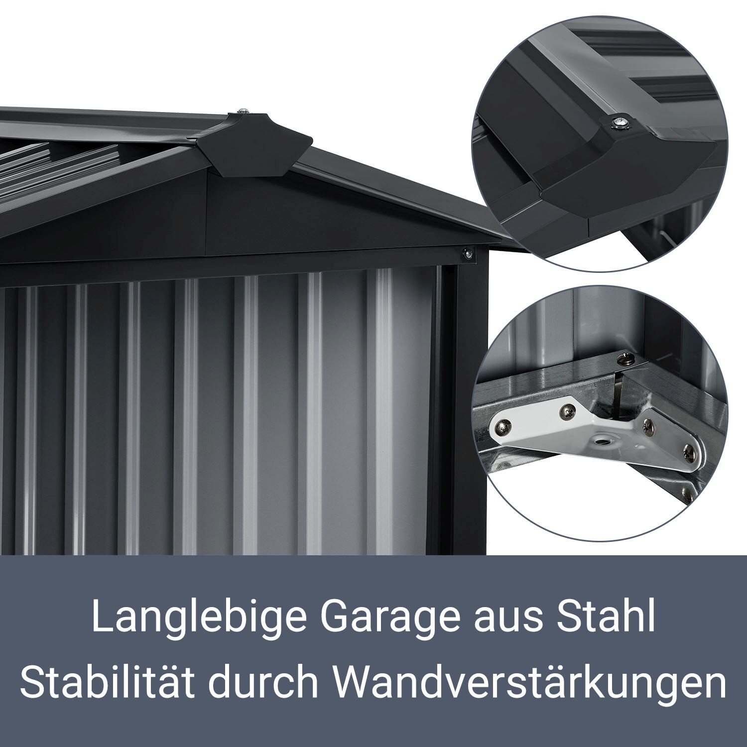 Juskys Mähroboter Garage mit Satteldach | Rasenmäher Dach Carport aus Metall | 86 × 98 × 63 cm