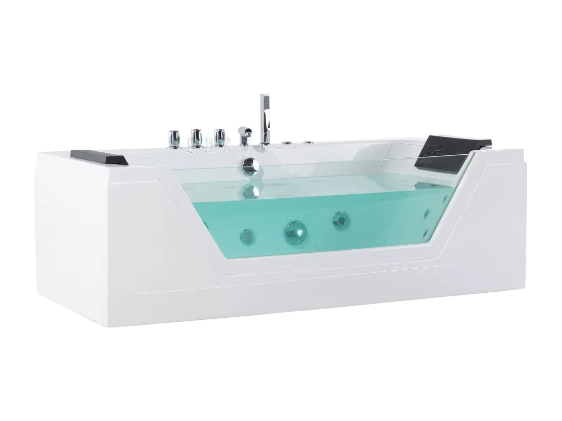 Baignoire balnéo blanche 153 x 71 cm avec LED SAMANA