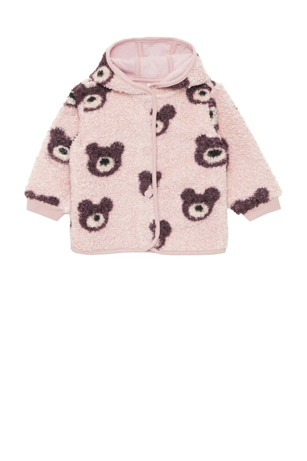 s.Oliver baby teddy tussenjas met all over print roze