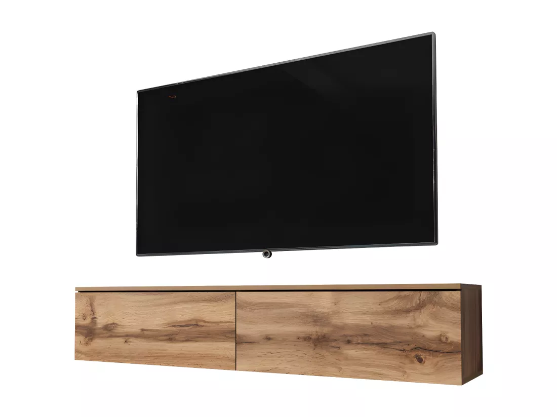 Meuble TV - 140 cm - chêne wotan - avec LED - KANE