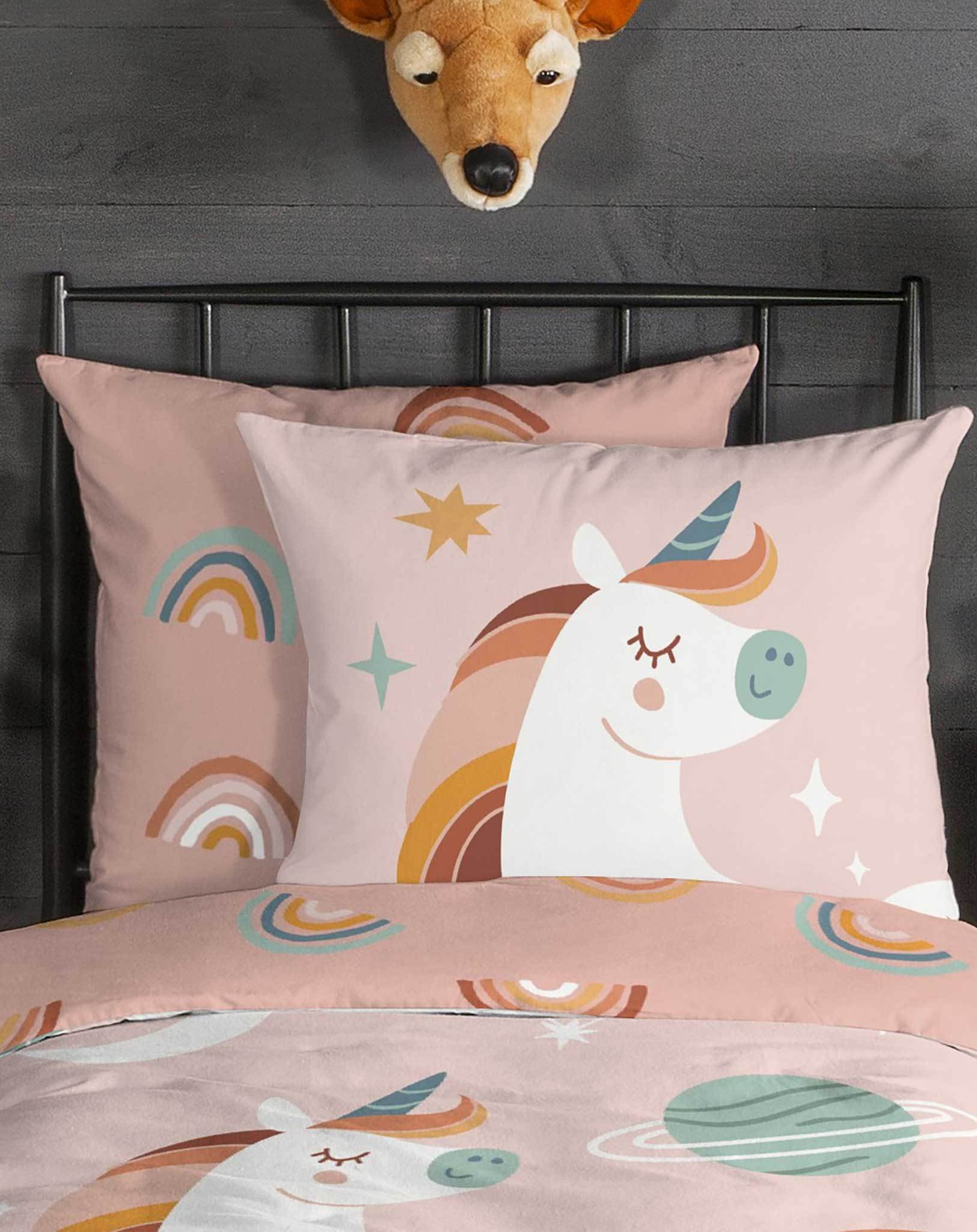 Flanell-Bettwäsche EINHORN (80x80/135x200)