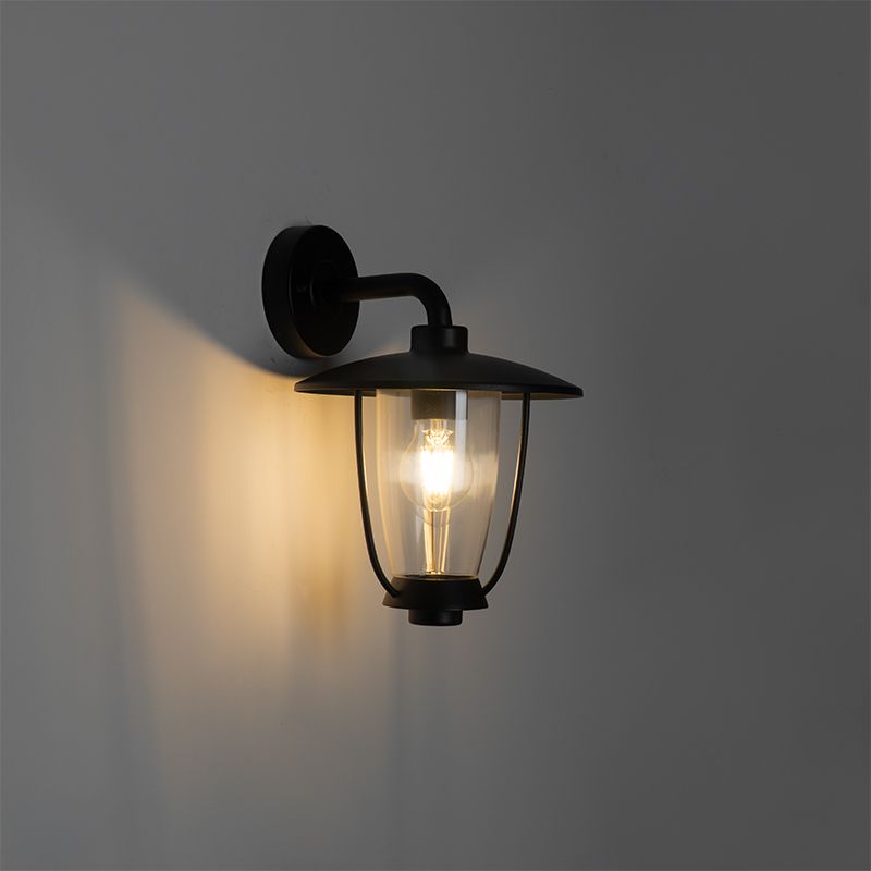 Moderne buiten wandlamp zwart met helder glas - Khana