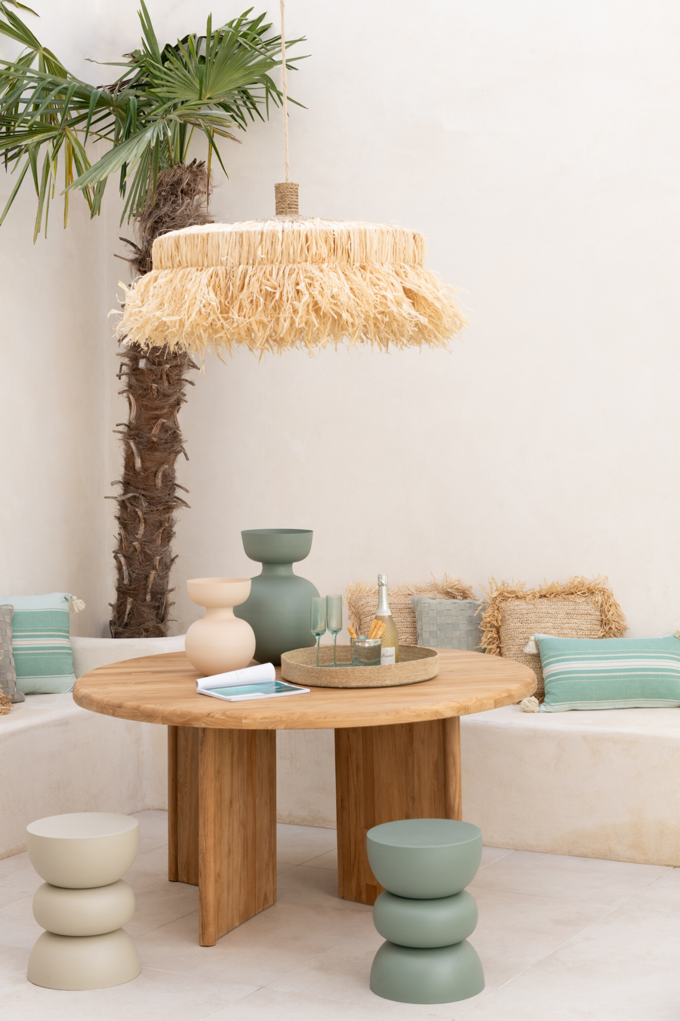 Eettafel teakhout Ø150 cm naturel