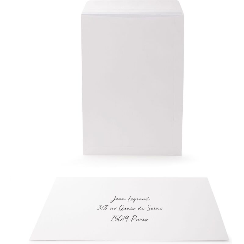Pochette Sans Marque 229X324 90G Kraft Blanc Auto Adhesive