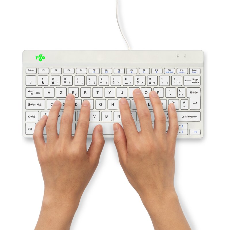 R-Go Tools Clavier ergonomique R-Go Compact Break, clavier compact avec logiciel de pause,AZERTY (FR), Filaire, blanc