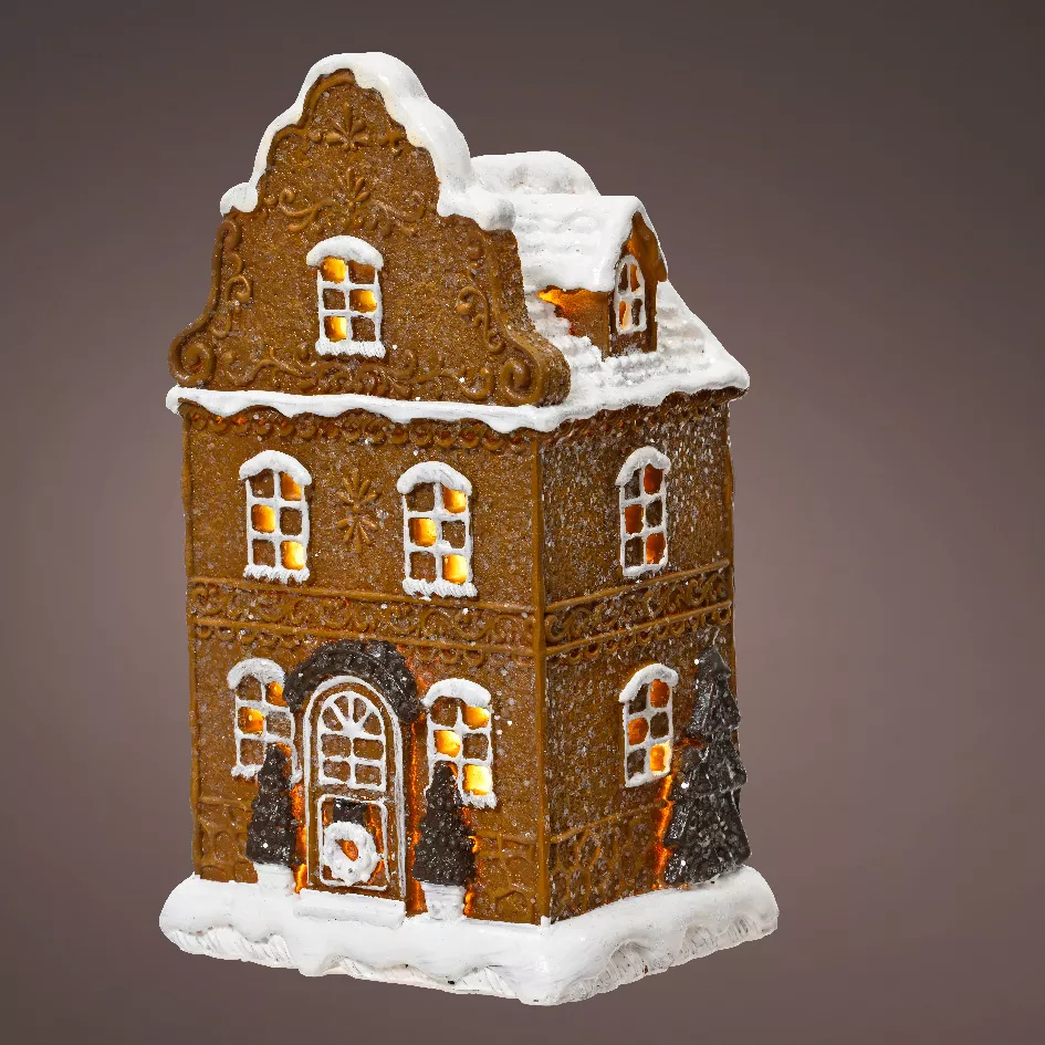 Maison de Noël illuminée à piles (H20 cm) Biscuit Pain d'épices