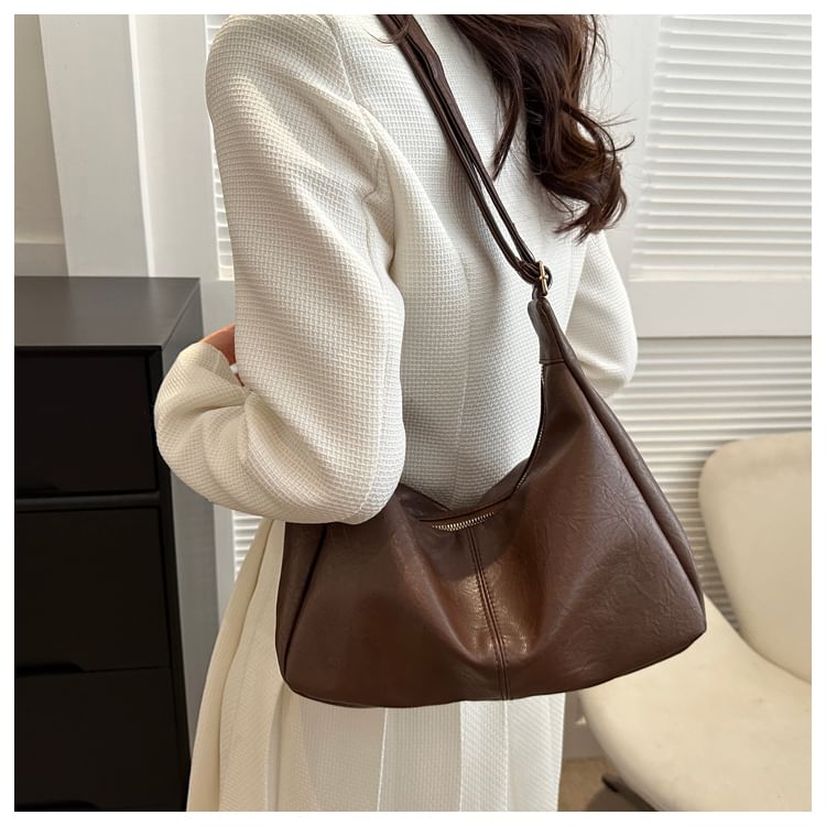 Maorong - Effen imitatieleren crossbodytas