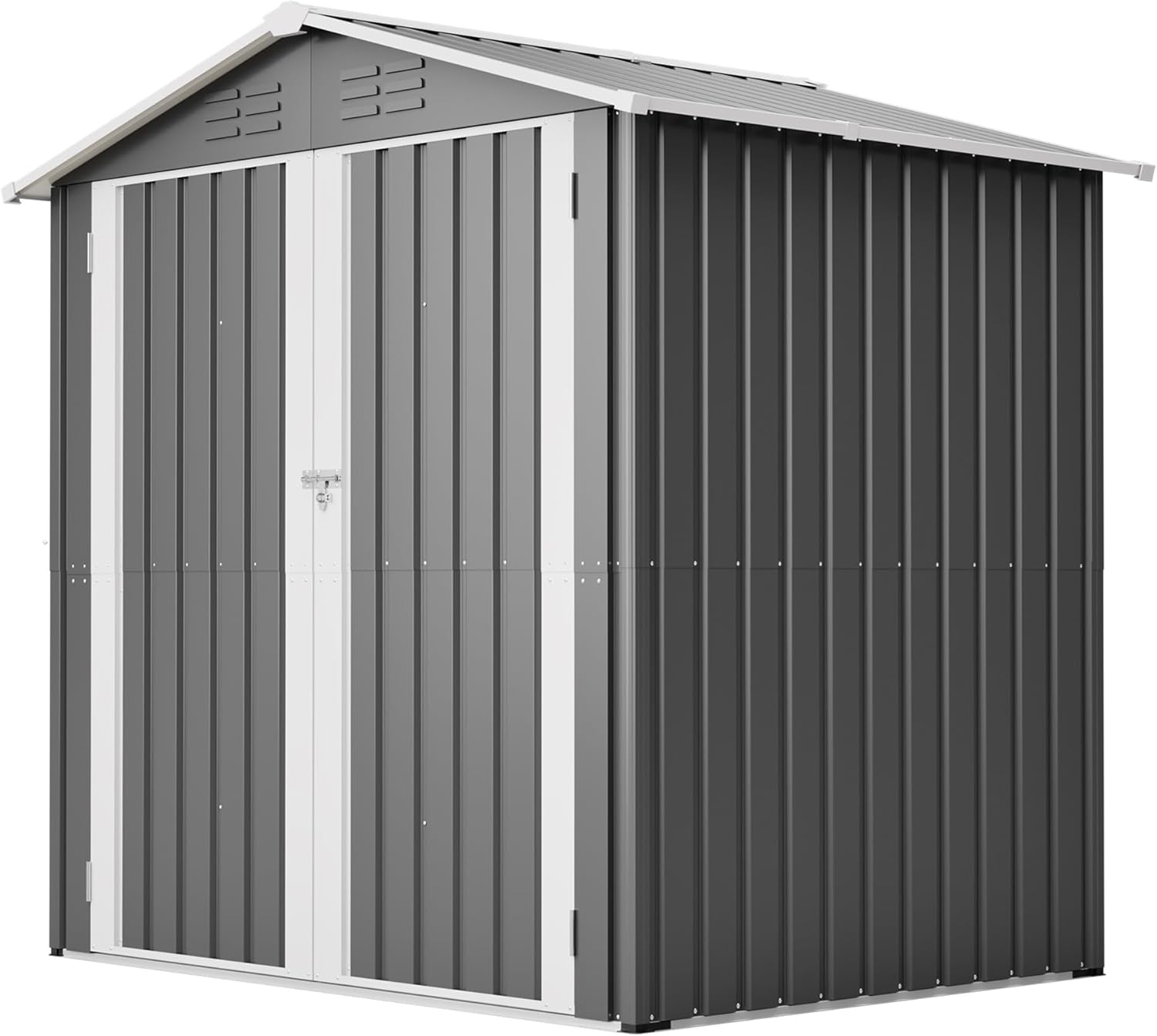 Metall Gerätehaus Gerätehaus mit Pultdach,Gartenhaus Geräteschuppen Garten Schuppen Inkl. Metallfundament (ohne Boden), Geräteschrank für Garten (Grau, S)