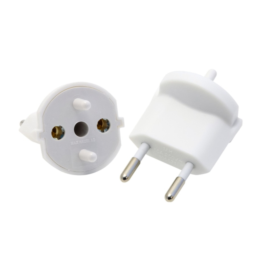 Fix-Adapter Schuko Adapter Euro Stecker Schweiz 2-polig (04.107441) - Weiss