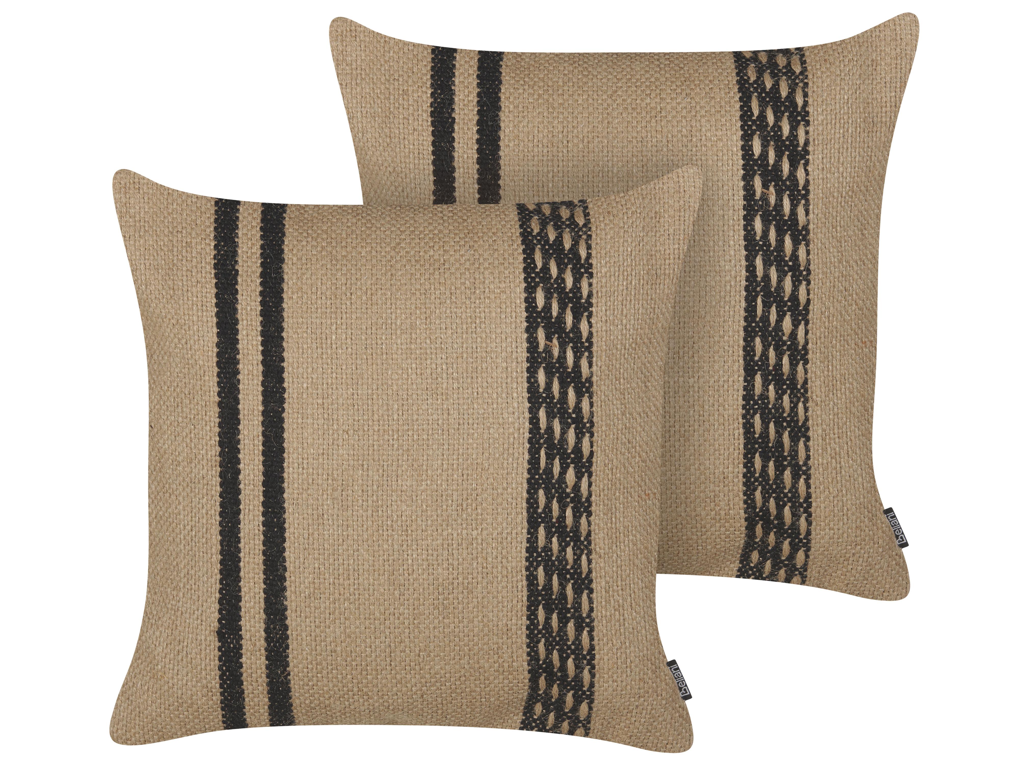 Set van 2 sierkussens DESALIX Jute 45 x 45 cm Beige gestreept
