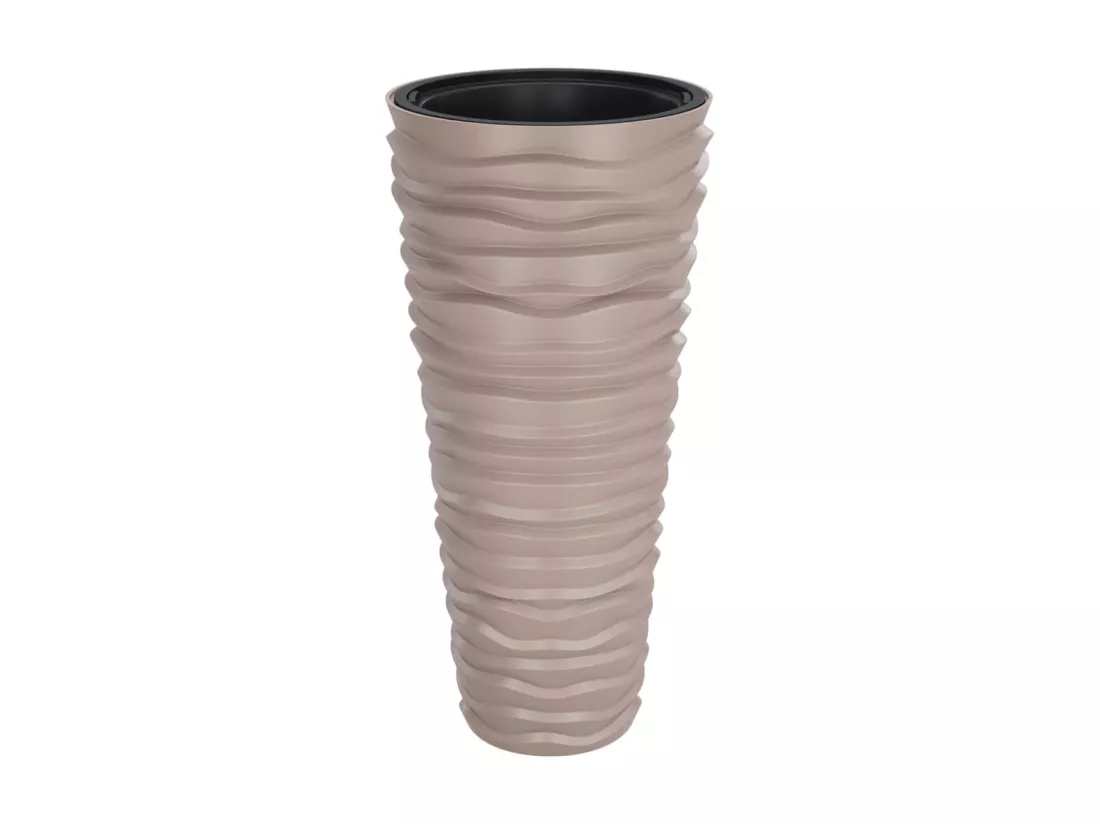 Jardinière et intérieur amovible moka 18/45 L PP aspect rainuré
