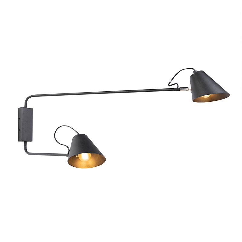 Smart wandlamp zwart 2-lichts verstelbaar incl. Wifi A60 - Lune