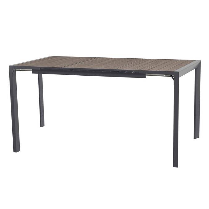 Table haute de jardin extensible ÉVASION Seigle effet bois & Graphite