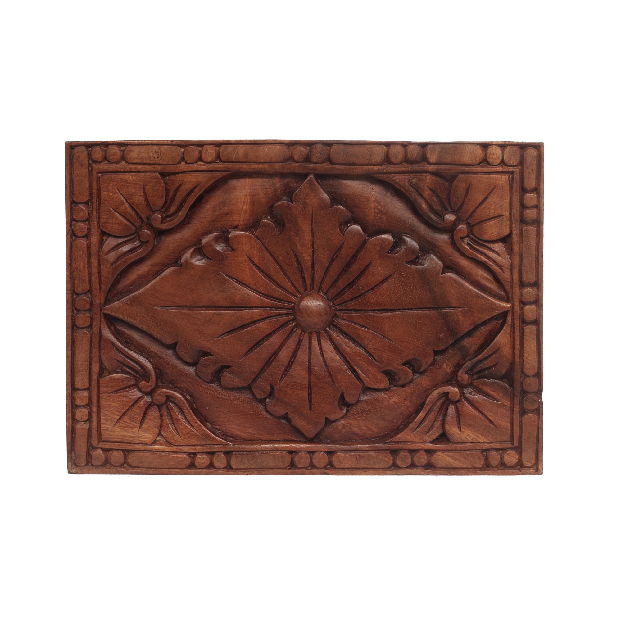 Box mit Blumen-Schnitzerei, braun, B 25 cm, L 18 cm, H 7 cm von fischer's lagerhaus