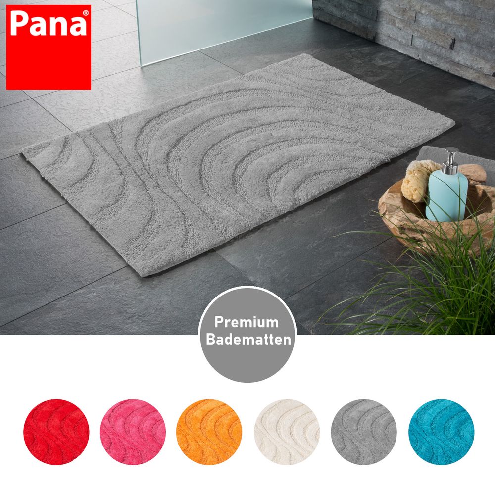 PANA® Badematte mit Wellenmuster • Duschvorleger • 100% Baumwolle Badteppich • Ökotex zertifiziert • waschbar • saugstark • Größe: 60x100cm • 6 verschiedene Farben