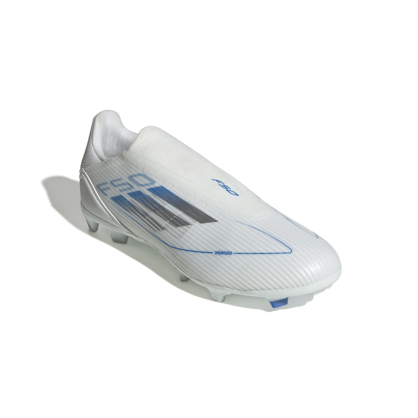 Adidas F50 League Veterloze Gras / Kunstgras Voetbalschoenen (MG) Wit Blauw Zilver