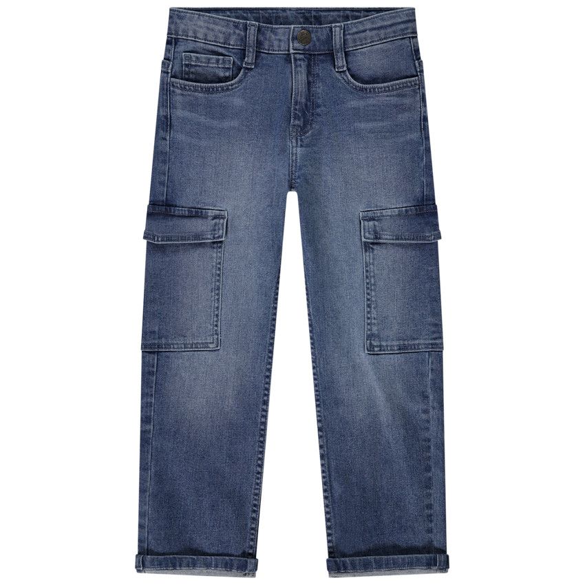 Jean coupe cargo à poches pour garçon - Bleu moyen