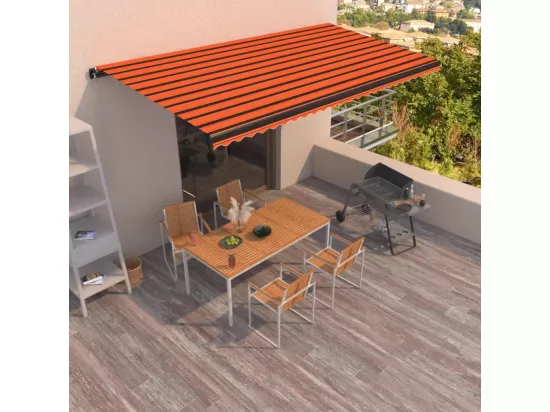 Auvent manuel rétractable 600x350 cm Orange et marron