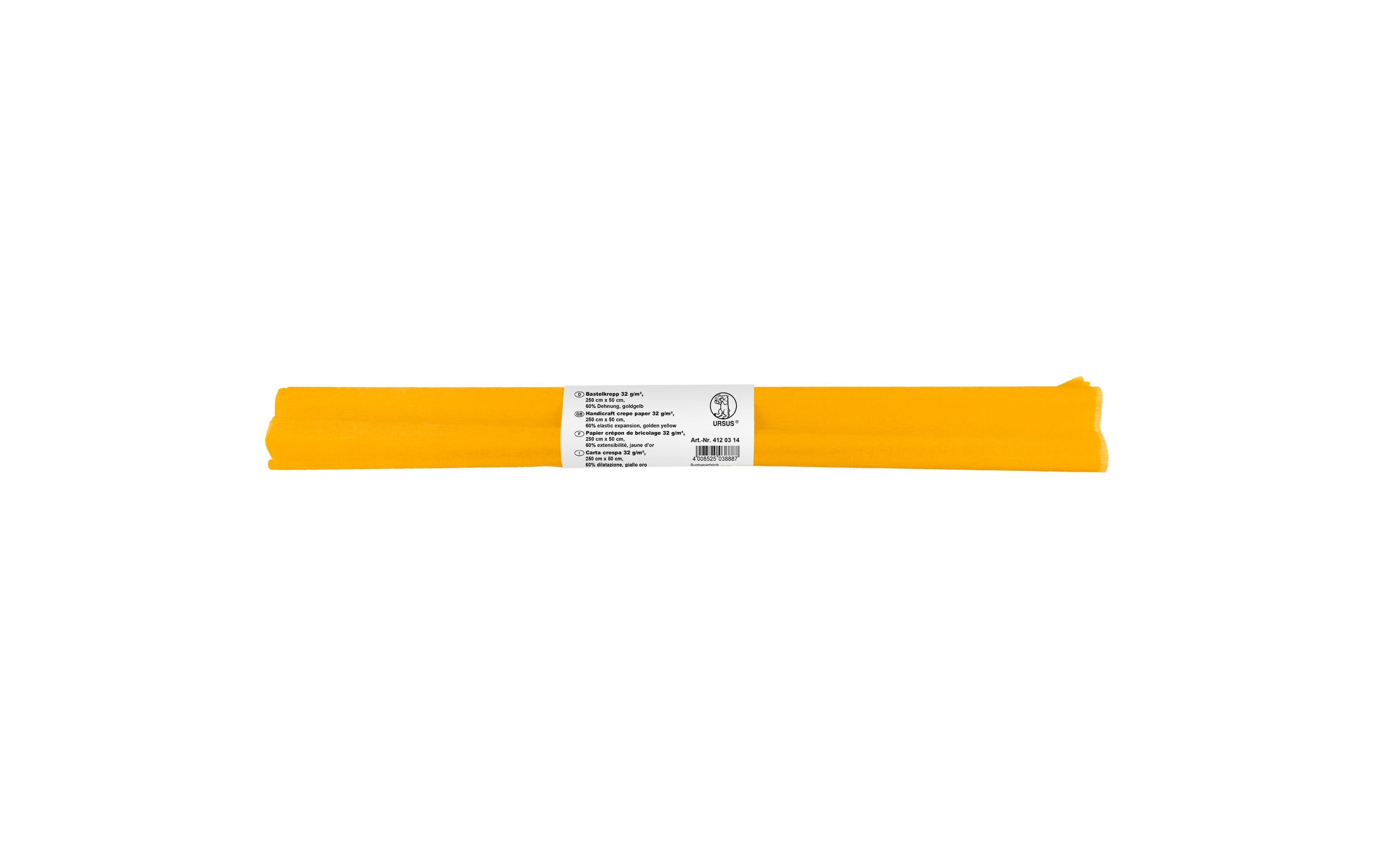 Krepppapier 50 cm x 2.5 m, 32 g/m², GoldgelbBastelkrepp auf der Rolle