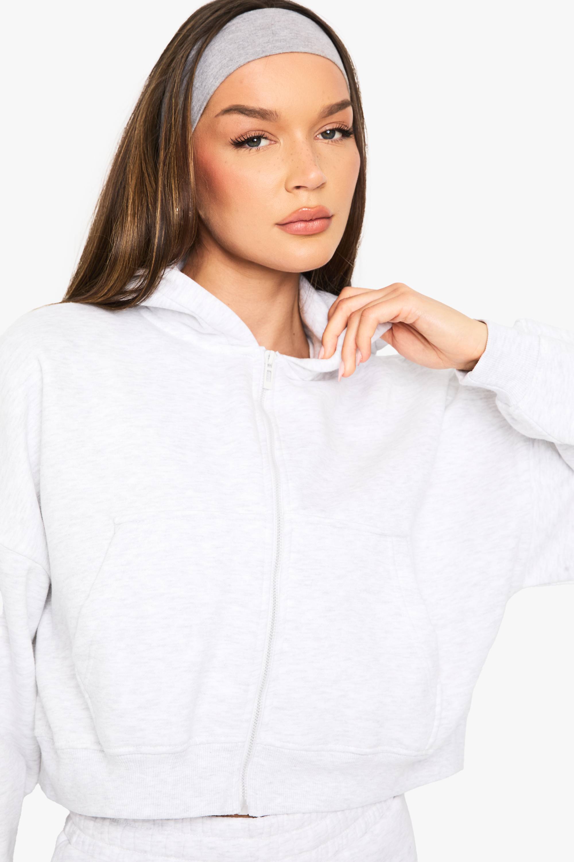 boohoo Shrunken Zip Through Hoodie