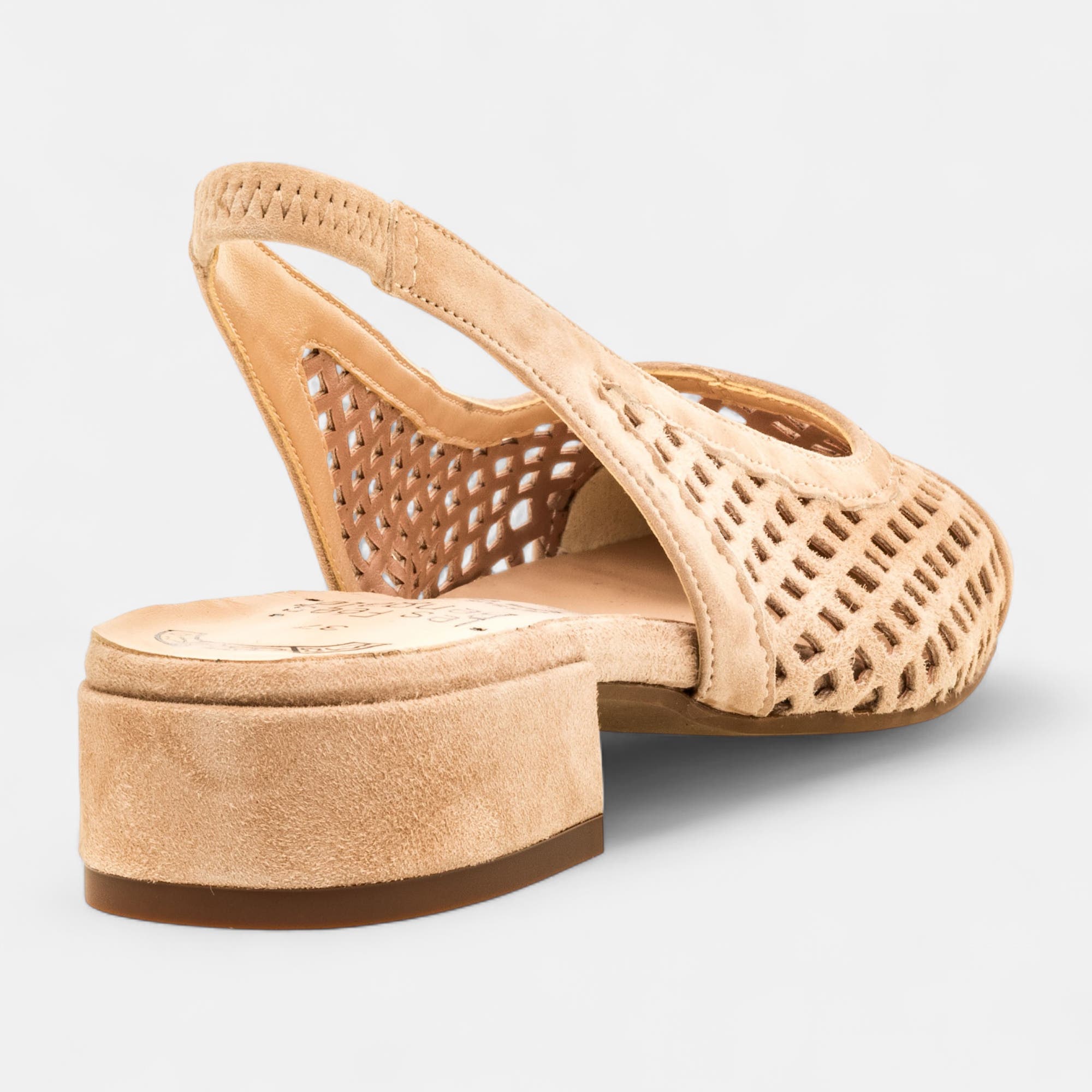 Escarpins avec bride arrière Femme en cuir beige