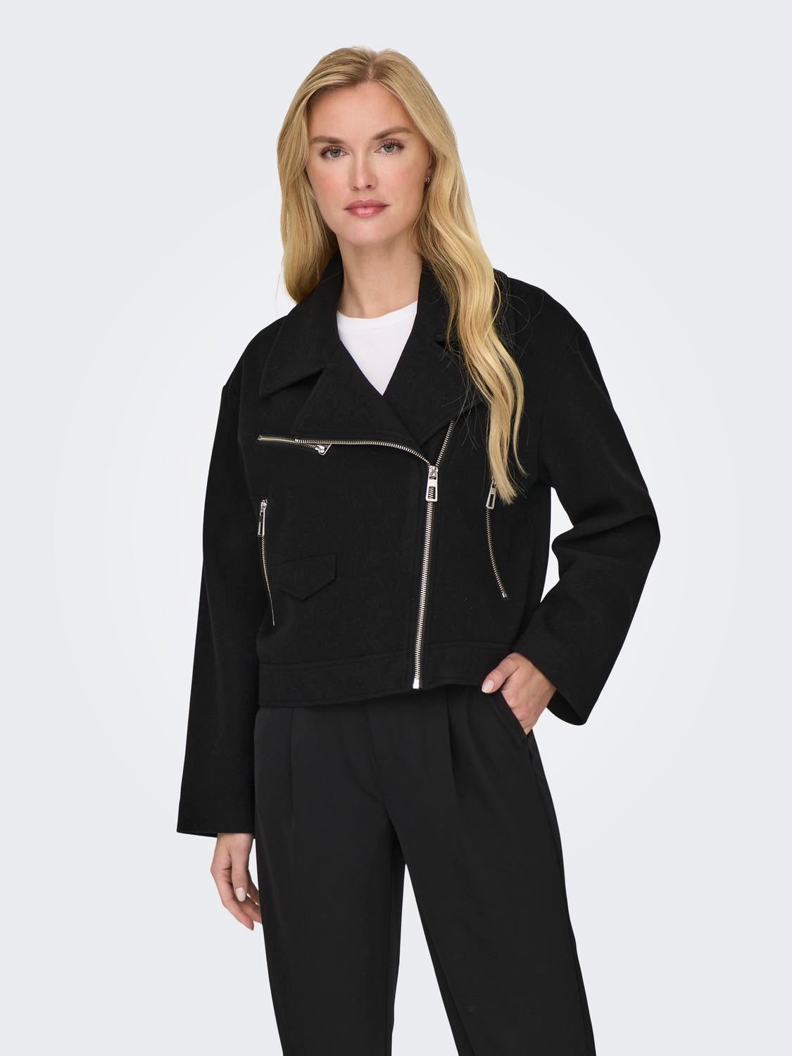 ONLNANCY Bikerjacke in Lederoptik Black