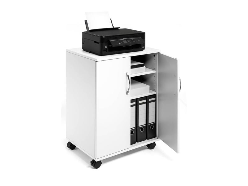 DURABLE Multifunktionswagen 74/53 2 Türen, 2 Böden, Weiss Bürowagen für eine saubere Ordnung