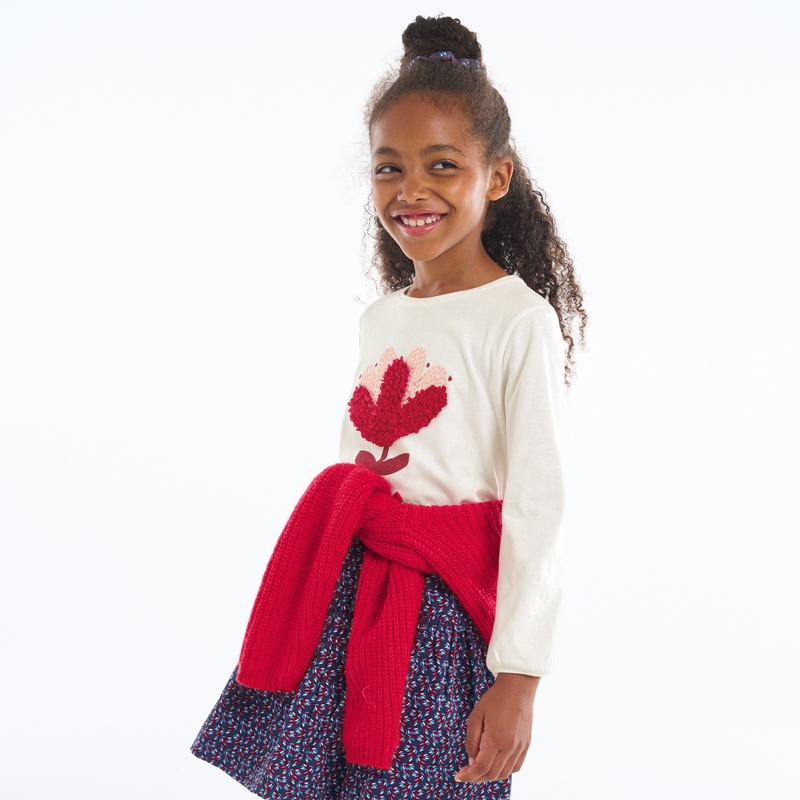 T-shirt à motif fleuri rose fille