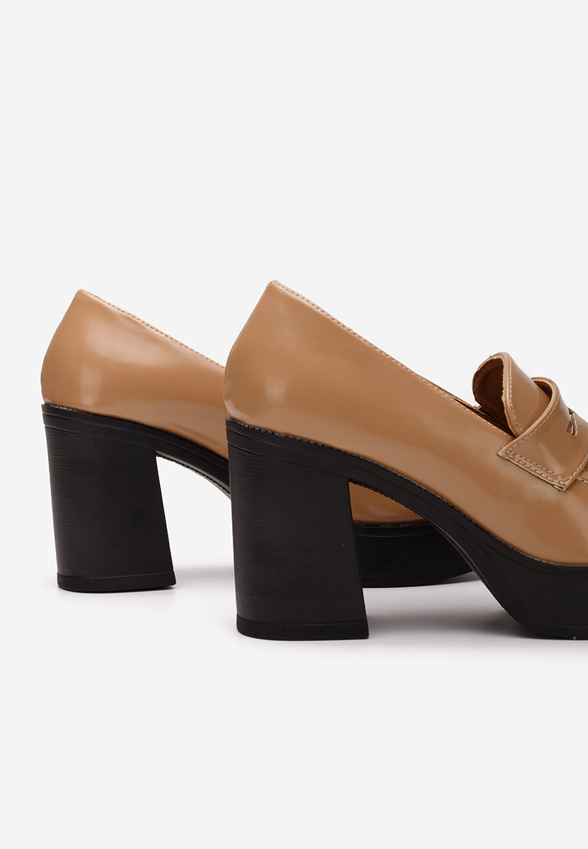 Mocassins à talon et plateforme beige Meilani