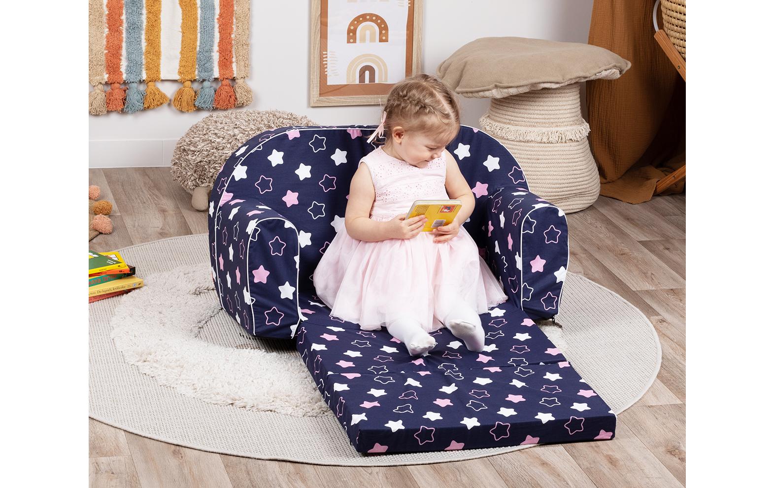 Kindersofa «Star blue pink»Ausklappbares Kindersofa