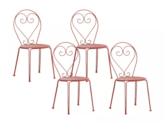 Lot de 4 chaises de jardin empilables en métal façon fer forgé - Terracotta - GUERMANTES de MYLIA