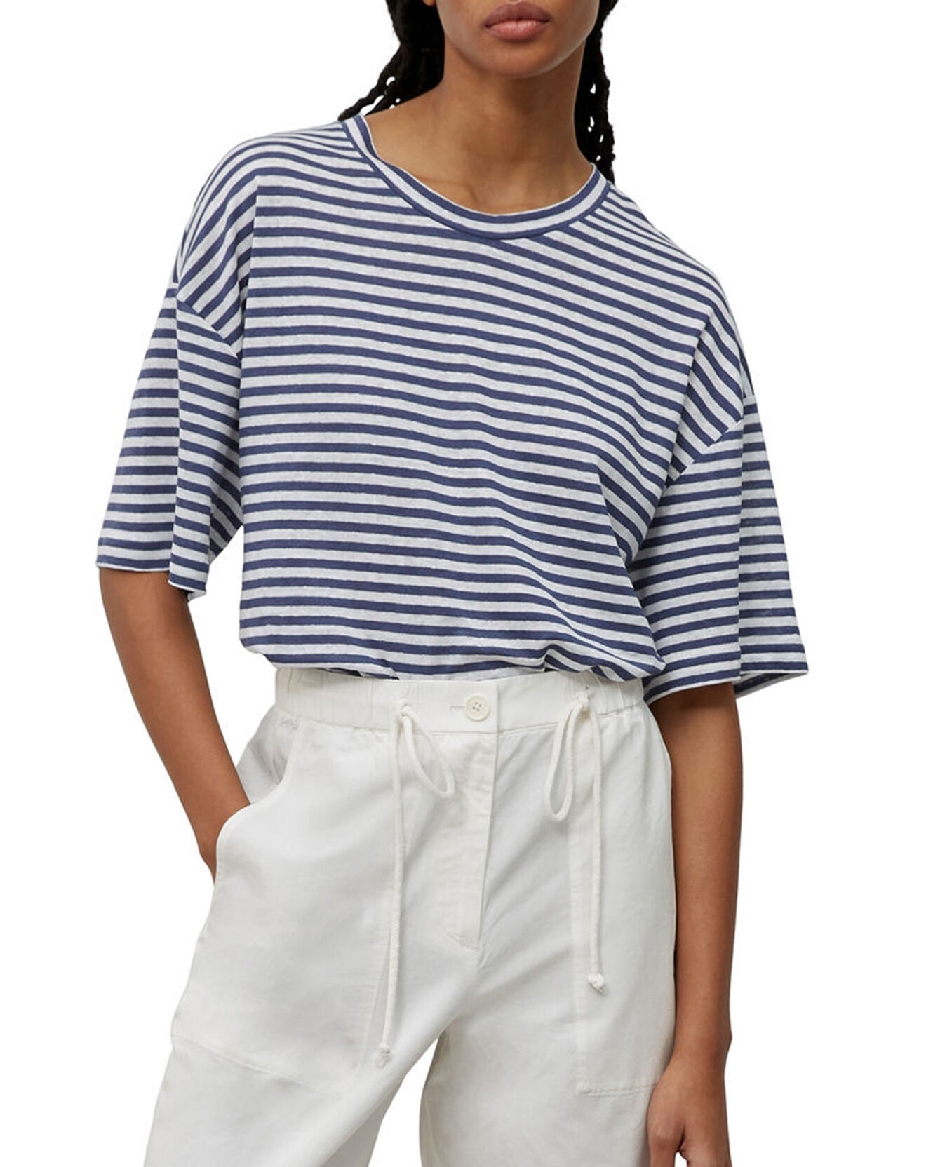 Marc O'Polo T-Shirt 100% Lin Rayé bleu/blanc