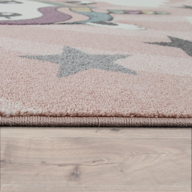 Paco Home Kinderteppich »Cosmo 395« rund 12 mm Höhe 3D-Design, niedliches Einhorn Motiv, Pastell-Farben, Kinderzimmer