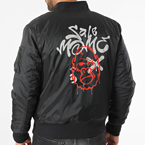 Veste Bomber Gorille Graffiti Head Noir Reflex Rouge
