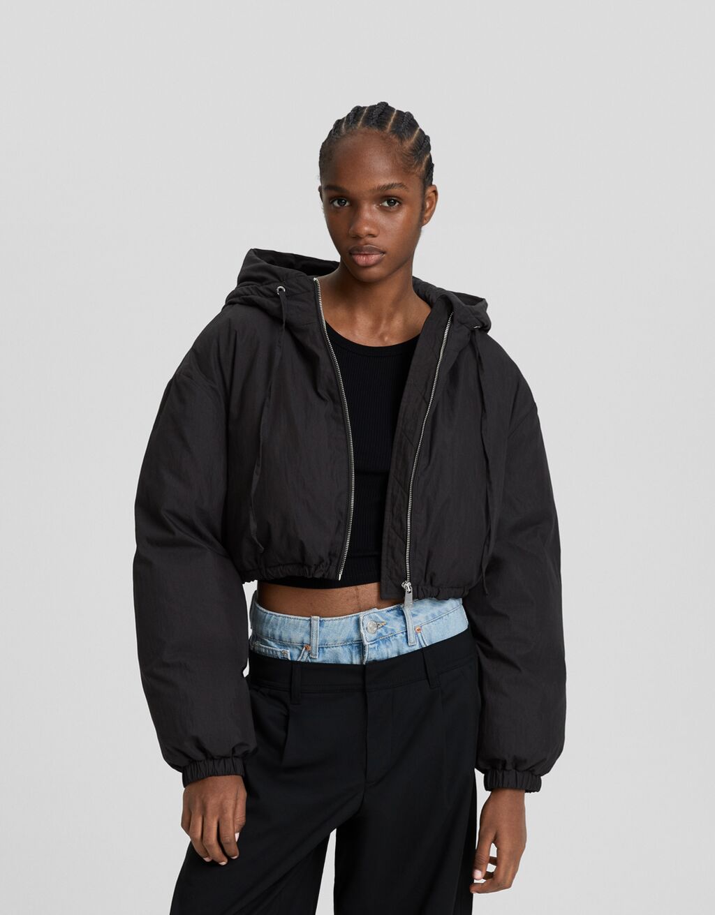 Jaqueta puffer com capuz