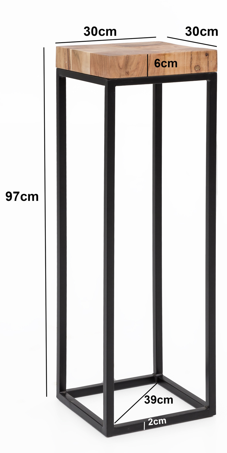 Beistelltisch - Akazie massiv - schwarz - 30 cm